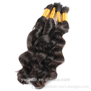 Unprocessed 8A Wholesale Indian Virgin Hair Full Cuticle Ponytail Bulk Hair Deep Wave Human Hair For Braiding Paypal Accept